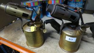 A pair of Sievert swedish brass blow torch lamps