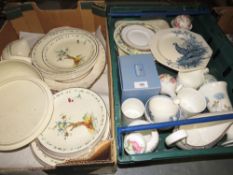 Two trays of assorted ceramics to include wedgwood