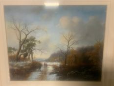 C Franco - Two oil paintings depicting Wintery landscapes, both signed and gilt framed and glazed 19
