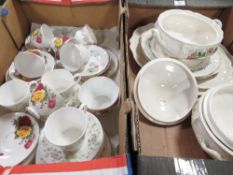 Four trays of assorted ceramics to include Doulton and Portmeirion etc