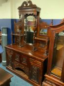 A large mahogany mirror back sideboard H 245 cm W 160 cm