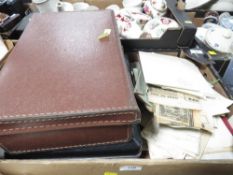 A tray of ephemera to include vintage photographs, postcards etc