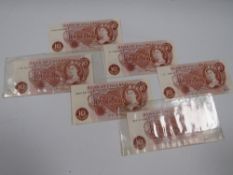 Six old 10 shilling notes