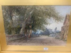 H Pope - A signed watercolour ‘Manor Abbey, Halesowen’ gilt framed and glazed 34 x 52 cm