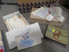 Two boxes of assorted stamps etc to include albums and contents