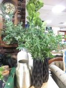 A collection of assorted ex-show home display vases with artificial plants