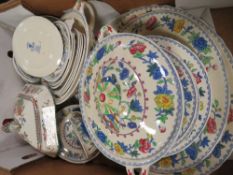 A tray of mostly Masons regency ceramics etc