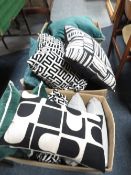 Three trays of ex-show home assorted cushions