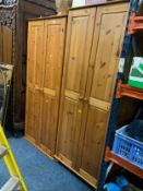 Two honey pine double wardrobes