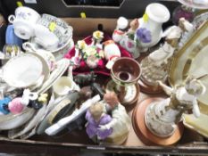 A tray of ceramics etc to include Royal Albert Flowers of the Month pieces etc