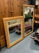Two modern carved rectangular mirrors