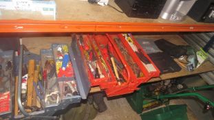 A selection of toolboxes and contents to include a Bosch power drill