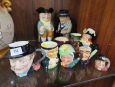 A collection of assorted Character and Toby jugs to include A royal Doulton Winston Churchill