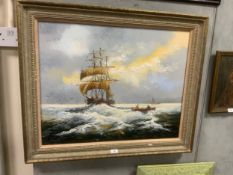 Ken Hammond - A large oil on canvas depicting a seascape, signed lower right, framed, 59 x 74 cm