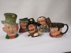 Five assorted Character jugs to include Royal Doulton Guy Fawkes