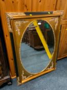 A modern gilt black rectangular mirror 111 x 80 cm