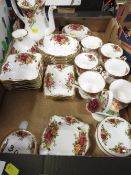 A tray of assorted Royal Albert Old Country Roses tea and dinner ware