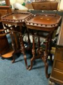 A pair of Eastern style inlaid jardinière stands H 88 cm. (2)