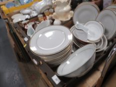 Three trays of assorted ceramics to include tea and dinner ware etc