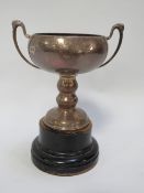 A small hallmarked silver trophy on stand approx weight 146g