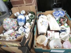 Three trays of mixed collectables to include Coalport, Wedgwood etc