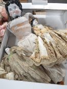 Three vintage German porcelain face dolls