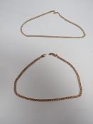 Two 9 carat gold flatlink necklaces approx combined weight 17.4g