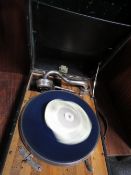 A vintage Garrod portable gramophone together with a potable Corona typewriter (2)
