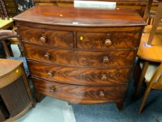 A 19th century mahogany bow front chest of drawers W 107 cm