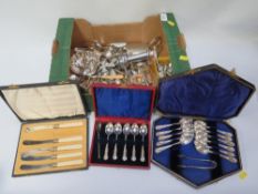A box of silver plate including boxed sets