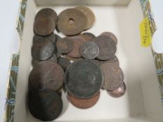 A box of antique coins, mainly 18th and 19th century, to include issues from Hong Kong, China,