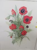 DOROTHY LOCKLEY - Two large framed and glazed watercolours, 'Roses' and 'Honeysuckle', both signed