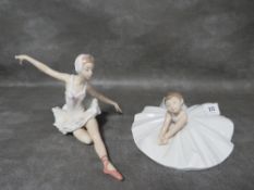 A Lladro figurine of a ballerina A/F together with a Nao example (2)