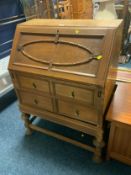 A vintage oak bureau