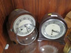 A Smiths bakelite mantle clock together with another