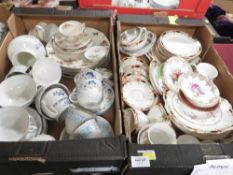 Two trays of assorted vintage tea and dinner ware to include Paragon etc