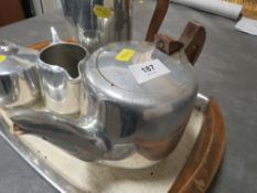 A vintage picquot tea set on tray