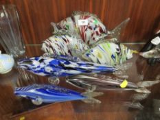 Six assorted end of day style glass fish