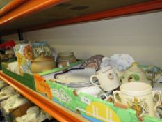 Four trays of assorted ceramics to include animal figures etc