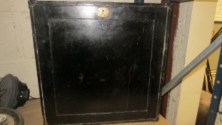 A wooden engineers tool chest with key marked Nankivell Jan 1958