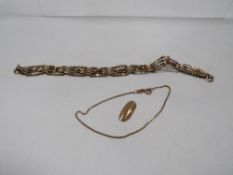 A hallmarked 9 carat gold gate bracelet together with a chain stamped 375 approx combined weight 6.
