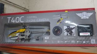 A boxed unused T40C three channel helicopter with 2.4 GHz camera (Unchecked)