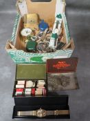 A tray of assorted wrist watches, watch parts etc