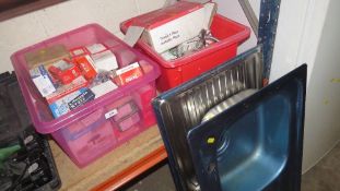 Two trays of plumbing items, to include radiator thermostat valves, central heating circulator pumps