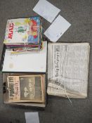A collection of vintage Private Eye, Mad magazines and Daily Telegraph publications