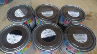 Six 0.75L tins of Thermostal 600 Hammerite type heatproof paint in silver and black colours