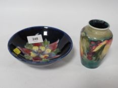 A vintage Moorcroft small vase together with a bowl (2)