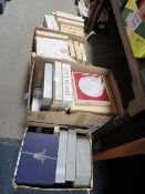 Four boxes of assorted collectors plates to include Royal Albert and Royal Worcester etc