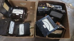 Two trays of vintage electrical meters