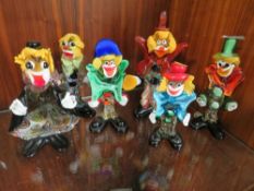 Six Murano style glass clowns